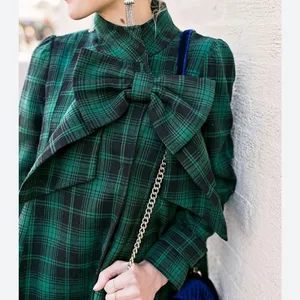 Chicwish Green Tartan Dolly Dress Coat plaid green blue‎ sz M thumbnail 2