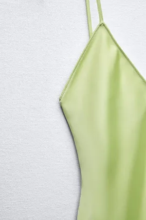 ZARA Dress Lime Green Satin Effect Maxi Midi Wedding Party Date Coctail thumbnail 15