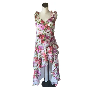 NWT Abercrombie & Fitch Floral Ruffle Strap High-Low Maxi Dress LT Wedding Guest thumbnail 8