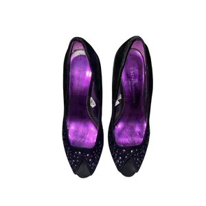 Sigerson Morrison for Target Faux Purple Studded Suede Heels Peep Toe Pumps SZ 5 thumbnail 2