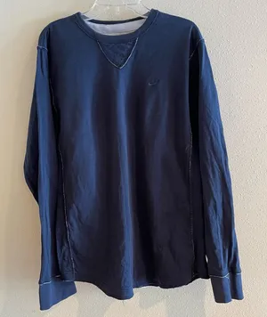 Nike Navy Raw Stitching Long Sleeve Top thumbnail 1