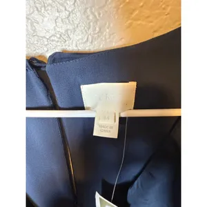 J.Crew Navy Blue Ruffle Neck Sleeveless Sheath Dress Career Party Cocktail thumbnail 4