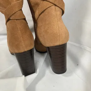 Sam Edelman Tan Suede OTK Boots 7 Leather‎ Heel Wrap Strap Tall Zip Buckle thumbnail 8