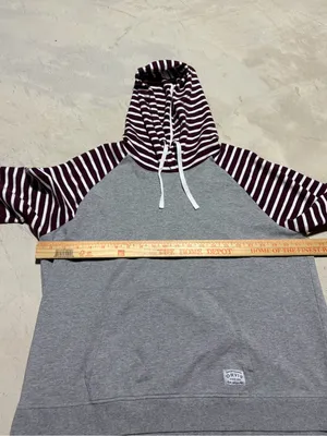 Orvis Gray Hoodie with Burgundy Stripe Sleeves large thumbnail 4