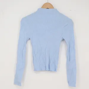 Unbranded Sweater Womens M Light Blue Ribbed Mock Neck Excellent thumbnail 4