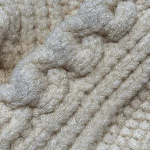 Vintage Hand Knit Oatmeal Cable Knit Fisherman Cardigan Sweater Cropped Cozy thumbnail 6