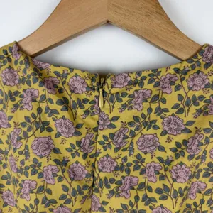 Aureum Ruched Sash Mini Dress Size XS Yellow Floral Cottage Feminine Prairie‎ thumbnail 4