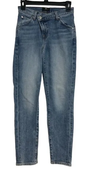 7 For All Mankind Criss Cross Denim Jeans Women's Size 24‎ Trendy thumbnail 1