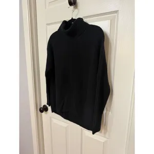 J.Crew Womens Black Cotton Cashmere Ribbed‎ Turtleneck Sweater BB427 Small thumbnail 3
