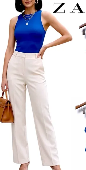 ZARA | EUC Turkey Bright Royal Blue High Neck Stretch Sleeveless Bodysuit (S) thumbnail 1