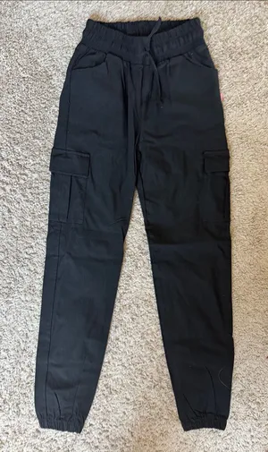 Women's Black Cargo Joggers with Drawstring Waist / C13 Size M thumbnail 1