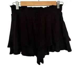 Kingston Grey Black Flowy Crepe Style Shorts Size Small Resort Swim Cover Up thumbnail 1