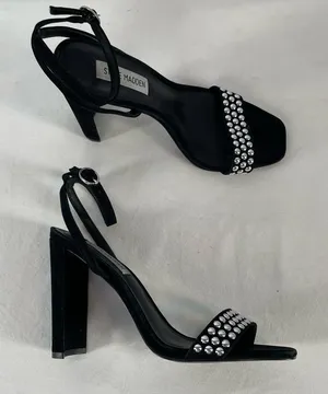 Steve Madden Popular Studded Square Toe Heeled Sandal‎ in Black Size 8 thumbnail 1