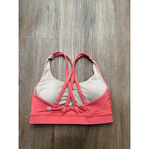 Lululemon Energy Bra Coral Pink Strappy Back Sports Bra Size 4 W2AR0S thumbnail 2