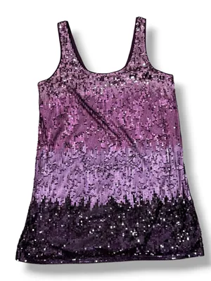 Express Sequin Ombre Mini Tank Dress Purple Pink Large Sleeveless Party Cocktail thumbnail 13