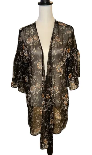 American Eagle Medium Sheer Cardigan Black Blue White thumbnail 1