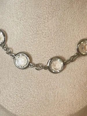 Banana Republic Silver Tone Clear Rivoli Station Necklace 28”-30” Adjustable thumbnail 3