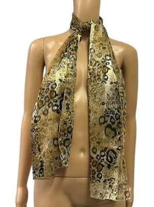 Source Unknown Satin Semi Sheer Leopard Animal Print Scarf 60 x 14 inches thumbnail 1