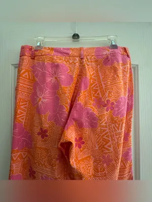 Lilly Pulitzer White Label Orange Pink Floral Sneaky Teaky Pants Size 8 thumbnail 6