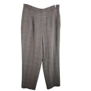 Talbots Vintage Tan Black Mini Checkered Worsted Wool Tweed High‎ Rise Pants 12 thumbnail 2