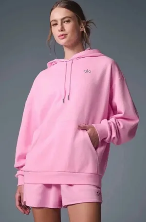ALO Yoga NWT Accolade Hoodie Pullover Sweet Pink Size M Unisex SOLD OUT RARE thumbnail 1