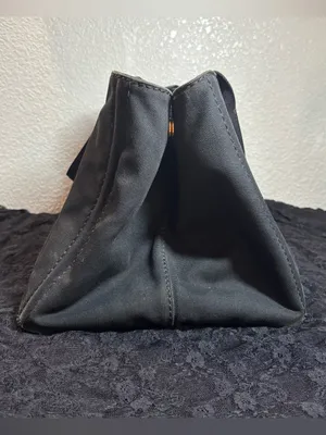 Prada Canapa Large GM Black Denim Canvas Tote Bag Distressed Vintage Italy thumbnail 7