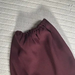 LOFT Womens Medium Burgundy Blouse Tie Front Long Sleeve Peplum Top thumbnail 3