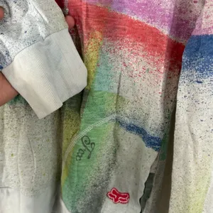 Fox Woman’s Multicolored Spray-Paint Style V-Neck Hoodie Sweater — Size Medium thumbnail 6