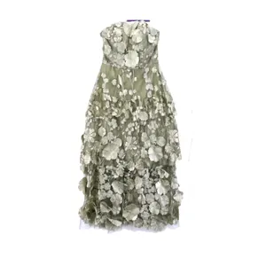 Fairy Floral Fantasy Midi Dress 2 Corsette Back Dusty Sage Embroidery Tulle thumbnail 5