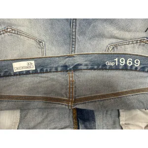 Gap 1969 Women's Blue Distressed High Rise Baggy Wide Leg Denim Jeans Size 33R thumbnail 4