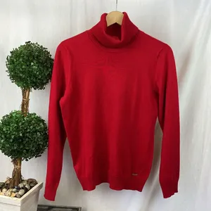 Calvin Klein Red Long Sleeve Ribbed Turtleneck Sweater Top M thumbnail 2
