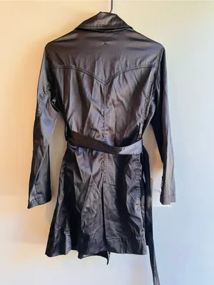 Noblita Classic Double-Breasted Black Trench Coat with Belt XS thumbnail 5