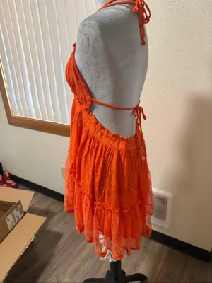 R.Vivimos Womens Summer Halter Deep V-Neck Mini Dress college gameday football M thumbnail 9