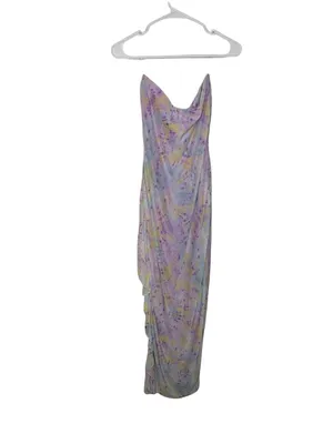 💜 Blue Blush NWT Lilac Watercolor Mesh Ruffle Maxi Dress Size Large 💜 thumbnail 6