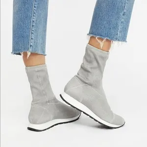 Free People Astral Sneaker Boot Mid-Calf Gray Size 36‎ Womens Knit Fabric Rubber thumbnail 4
