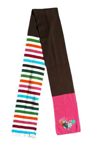 Vintagee 2000s Y2K Roxy Striped Colorful Heart Scarf thumbnail 1