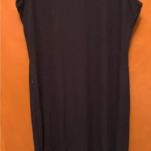 NWT Jeans Mock Neck Sleeveless Side Slit Ribbed Knit Maxi Dress SZ L thumbnail 5