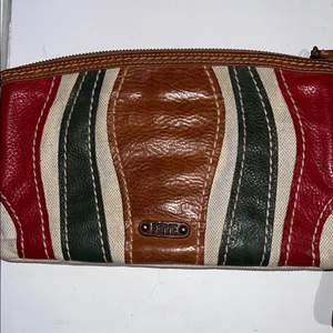 Frye leather and canvas multicolored clutch wristlet thumbnail 4