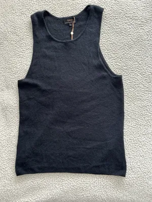 Quince Featherweight Cashmere Ribbed Tank Black Size Large thumbnail 10