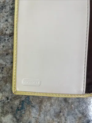 Coach Signature C Tan Clutch Wallet with Yellow Trim thumbnail 4