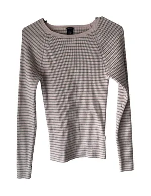 Gap Sweater Y2k‎ Large Pink Gray Striped Stretch Crewneck Long Sleeve Pullover thumbnail 1