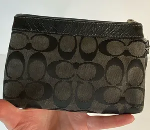 Coach Black Signature Canvas Wristlet thumbnail 9