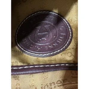Etienne Aigner Purse~ Beige Linen Blend~Burgundy Trim~Snap Close Gold Hardware thumbnail 8