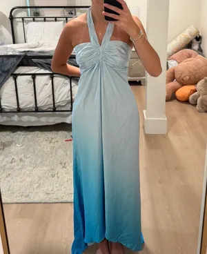Mac Duggal blue ombre prom dress thumbnail 2