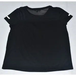 Bebe Sport Top Black with Black Logo Short Sleeve Shirt Sheer Mesh - Size M thumbnail 2