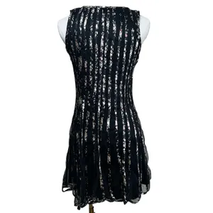 QED London Mini Dress Womens S Black‎ Floral Mesh Panelled Sleeveless Fit Flare thumbnail 4