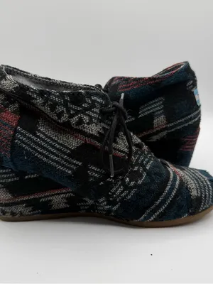 TOMS Woven Ankle Booties Womens 8 Hidden Wedge Southwestern Boho Lace Up thumbnail 5