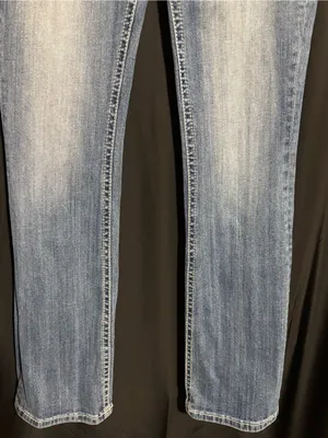 Miss Me Blue Denim Bootcut Jeans size 29 with Embroidered Cross & Wing Pockets thumbnail 6