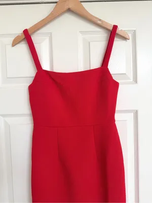 Selfie Leslie Georgia Square Neckline Midi Dress Red Small S NWT thumbnail 4