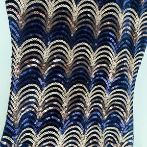 Privy Boutique 5ive Navy Gold Sequin Scallop Mini Dress PD4312 Small NWT thumbnail 2